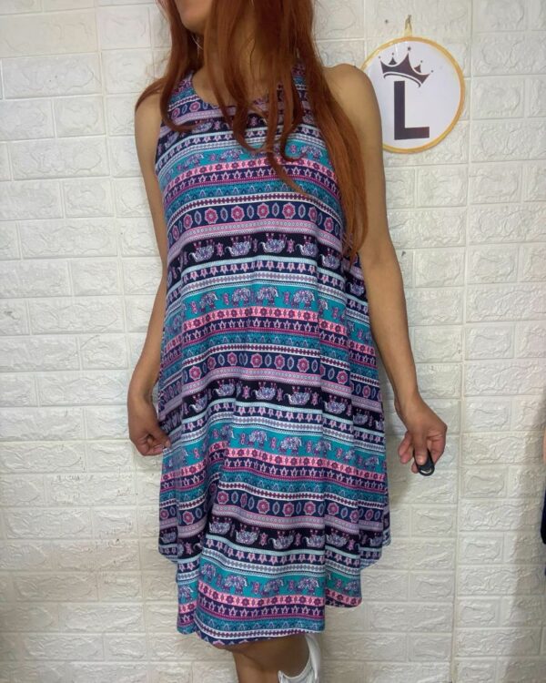 Vestido de Tank Top con Estampado Étnico