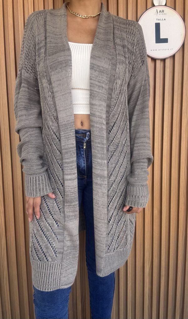 Cardigan Largo Tejido Calado – Talla L
